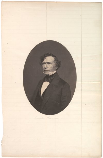 Salt print portrait of Pierce, oval, mounted on lined paper, c.1850 by American Photographer